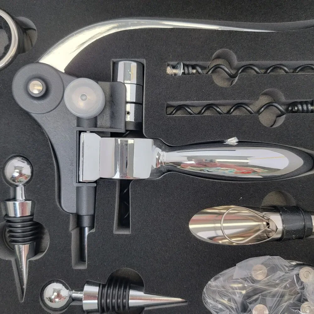Mixi 9pc Wine Opener Set w/ Corkscrew, Foil Cutter, Thermometer, Stoppers & More